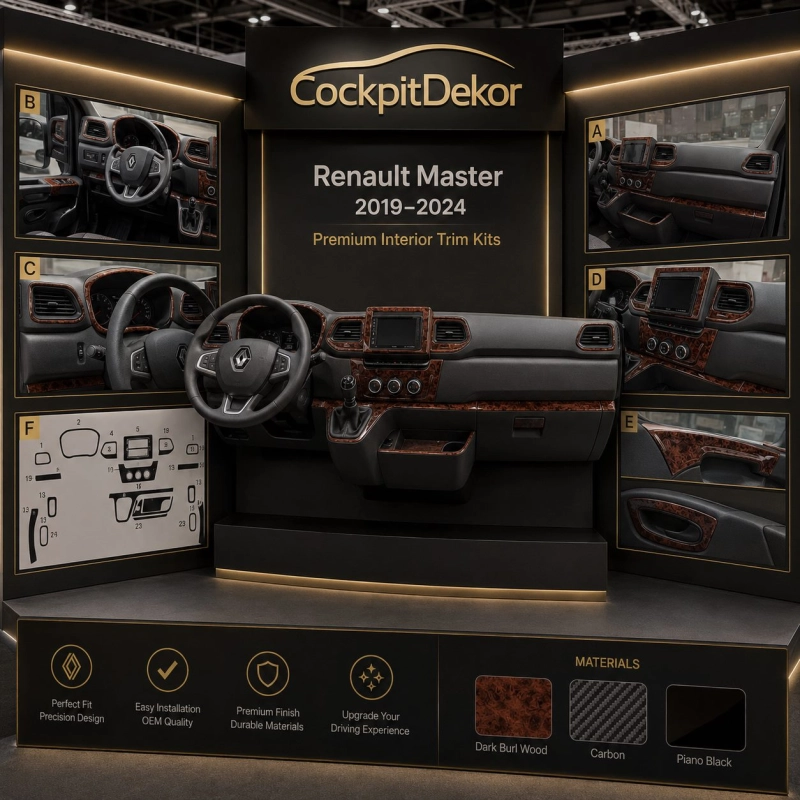 Renault Master III vanaf 2019 3D interieur dashboard decoratieset dashboard decor 24-delen