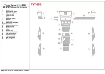 Toyota Camry 2010-2011 SE Sport Model, Without NAVI Interior BD Dash Trim Kit