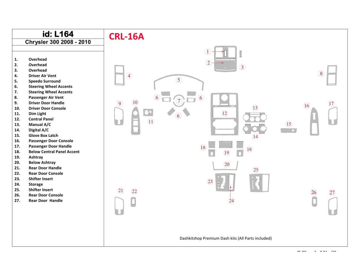 Chrysler 300 2008-UP Matching the original color Decor de carlinga su interior