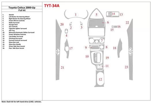 Toyota Celica 2000-UP 2 Doors Interior BD Dash Trim Kit