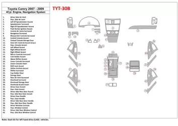 Toyota Camry 2007-2010 Full Set, 4 Cyl With NAVI Interior BD Dash Trim Kit