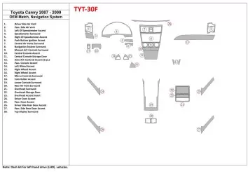 Toyota Camry 2007-2010 Full Set, With OEM Wood Kit, With NAVI Interior BD Dash Trim Kit