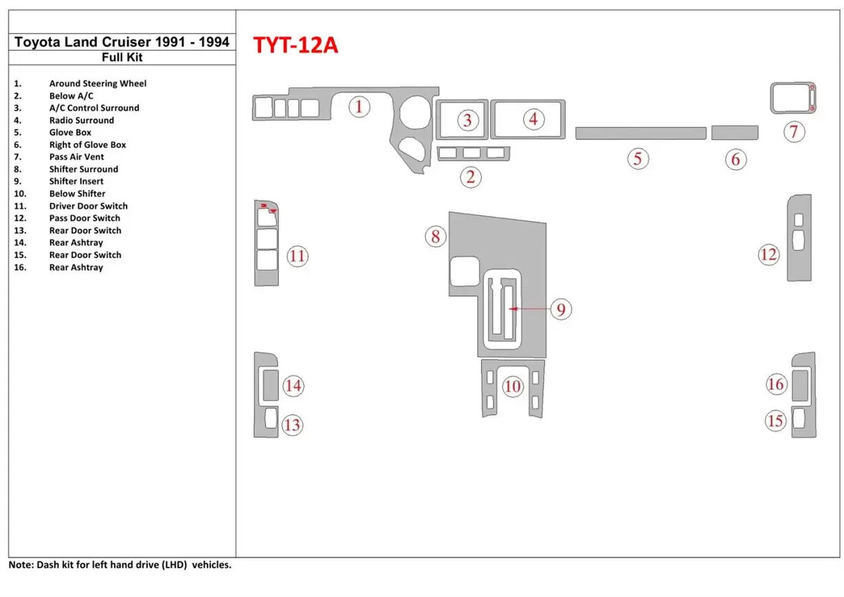 Toyota Land Cruiser 1990-1994 Full Set Interior BD Dash Trim Kit