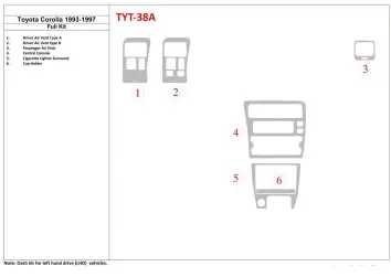 Toyota Corolla 1993-1997 Full Set Interior BD Dash Trim Kit