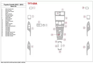 Toyota Corolla 2012-2013 Basic Set BD Interieur Dashboard Bekleding Volhouder