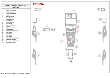 Toyota Corolla 2012-2013 Basic Set Interior BD Dash Trim Kit