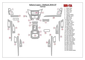 Subaru Legacy 2010-2014 3D Interior Dashboard Trim Kit Dash Trim Dekor 47-Parts