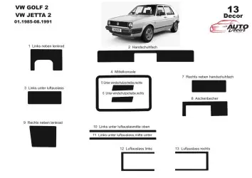 Volkswagen Golf II Jetta II 01.85-07.91 3D Interior Dashboard Trim Kit Dash Trim Dekor 13-Parts