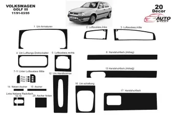 Volkswagen Golf III 08.91-03.953D Inleg dashboard Interieurset aansluitend en pasgemaakt op he 20-Teile
