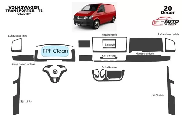 Vw hot t4 transporter dash trim kit 3m 3d burl wood 27 pcs 1990-1995