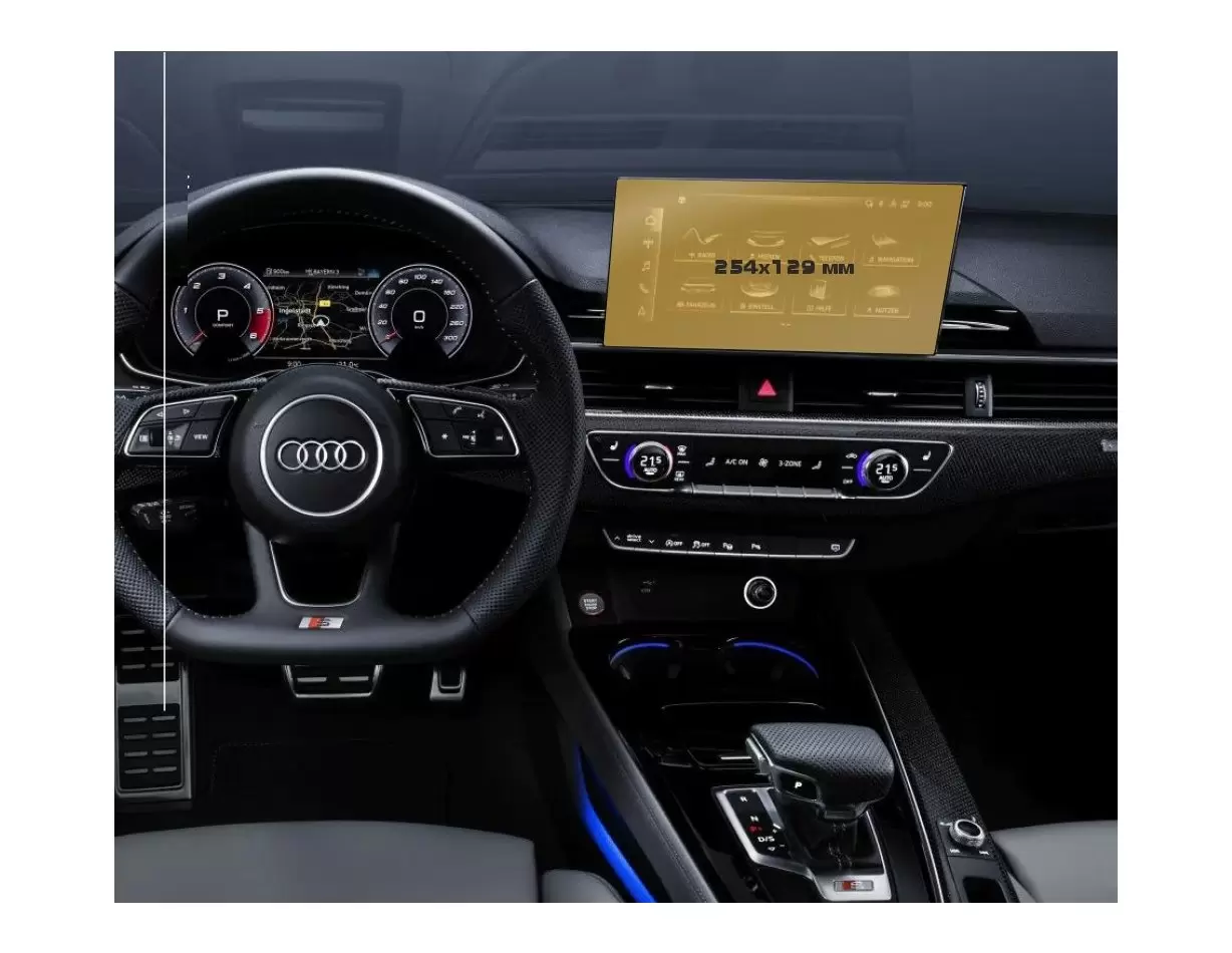 Audi A5 (F5) Pre-facelift 2016 - 2020 Digital Speedometer Audi Virtual Cockpit 12" DisplayschutzGlass Kratzfest Anti-Fingerprint