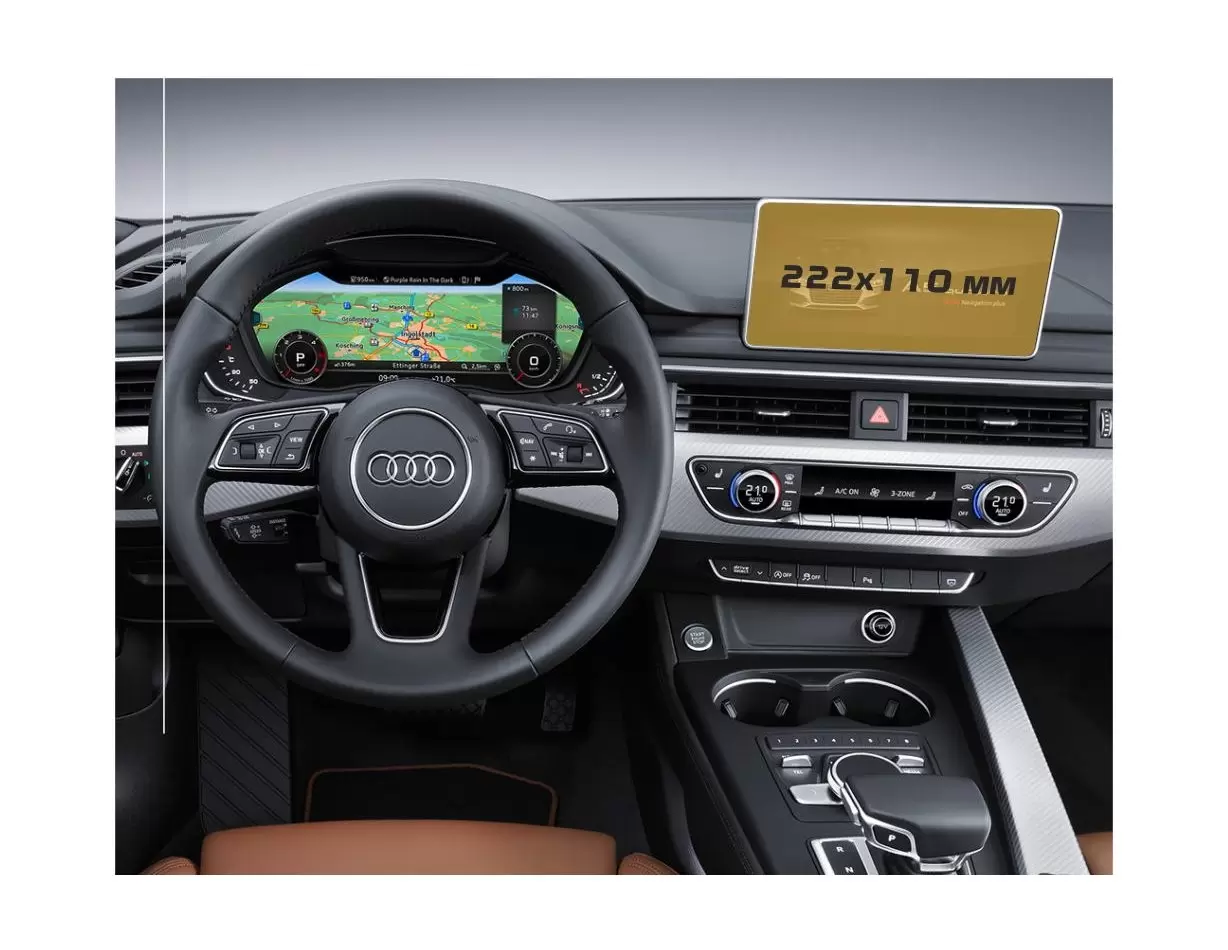 Audi A5 (F5) Pre-facelift 2016 - 2020 Digital Speedometer Vidrio protector de navegación transparente HD