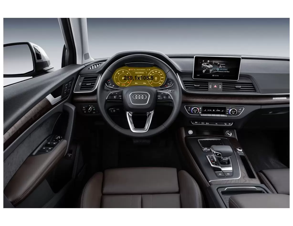 Audi Q5 II (FY) Pre-facelift 2016 - 2019 Digital Speedometer DisplayschutzGlass Kratzfest Anti-Fingerprint Transparent - 1- Cock