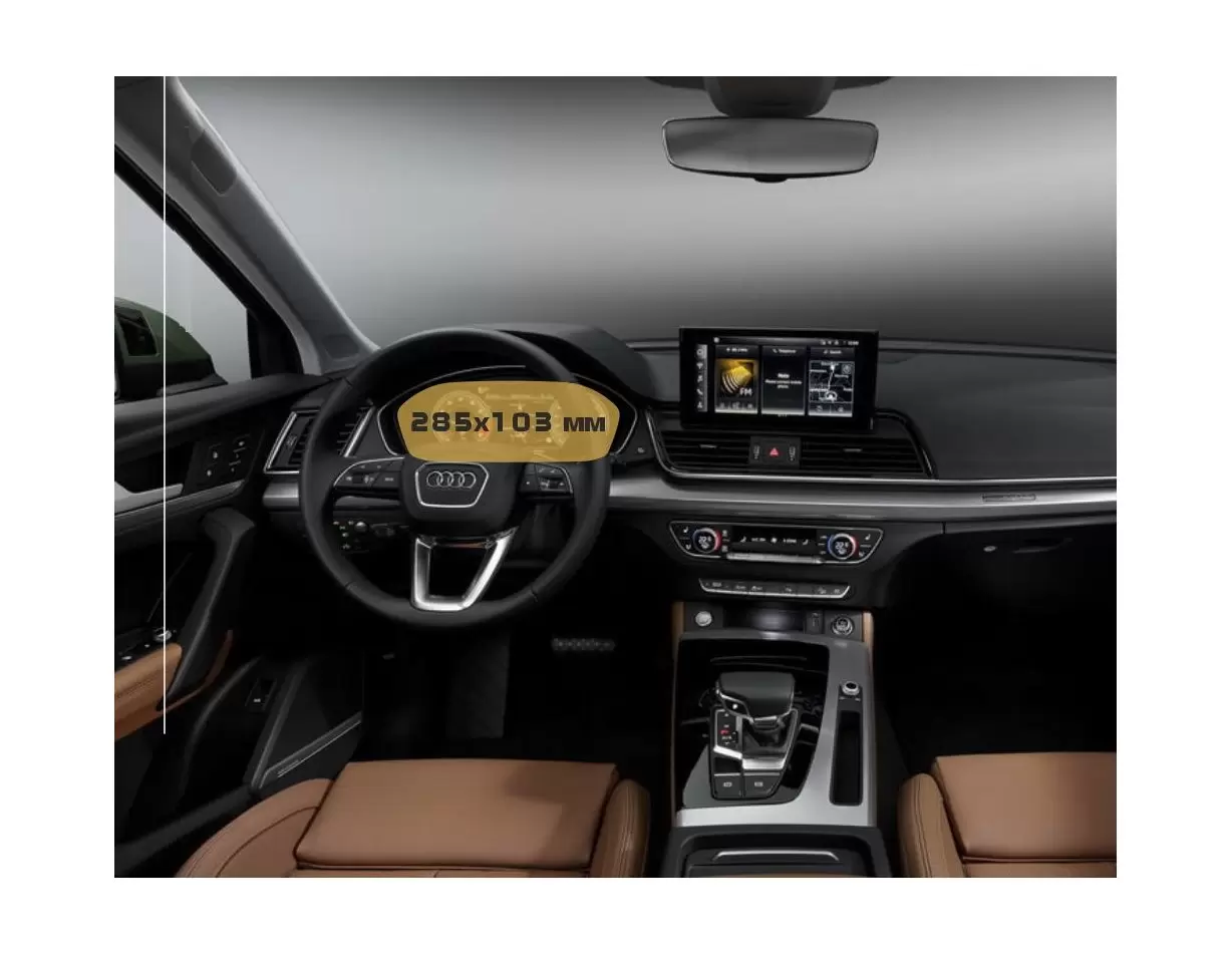Audi Q5 II (FY) Pre-facelift 2016 - 2019 Multimedia MMI 8,3" DisplayschutzGlass Kratzfest Anti-Fingerprint Transparent - 1- Cock