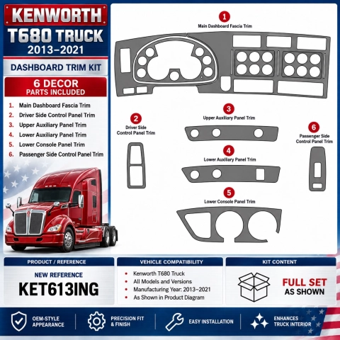 Kenworth T680 camion- année 2013-2021 kit décoration intérieure tableau de bord