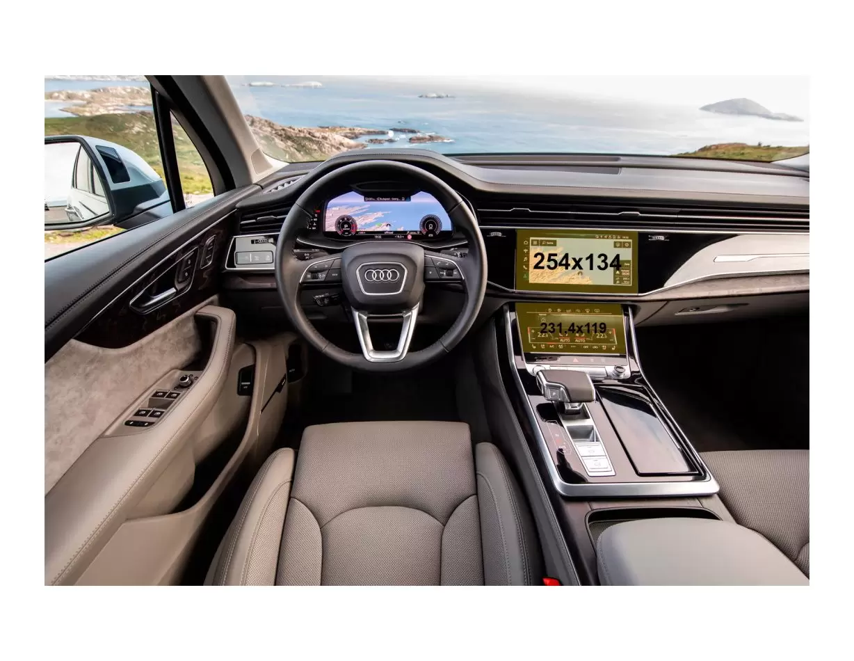 Audi Q7 II (4M) Pre-facelift 2016 - 2019 Multimedia 7" DisplayschutzGlass Kratzfest Anti-Fingerprint Transparent - 1- Cockpit De