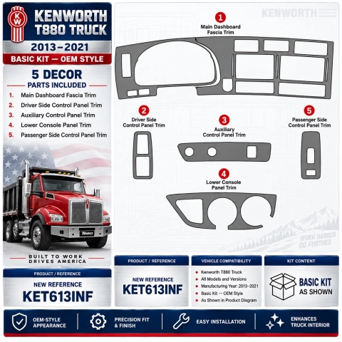 Kenworth T880 Truck- Year 2013-2021 kit rivestimento cruscotto e interni 3D