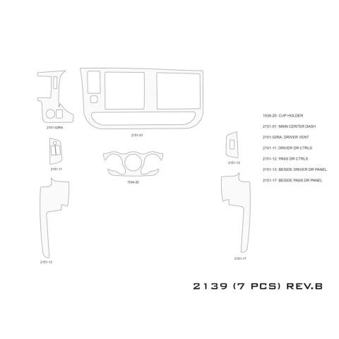 GMC Savana 2008-2020 kit décoration intérieure tableau de bord 19 pièces 2