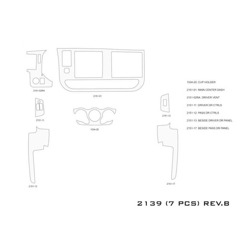 GMC Savana 2008-2020 kit de molduras interiores para salpicadero 19 piezas