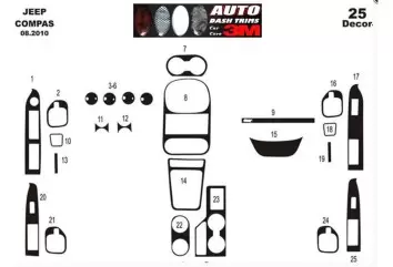 Chrysler Compass 01.07-01.10 3M 3D Interior Dashboard Trim Kit Dash Trim Dekor 26-Parts