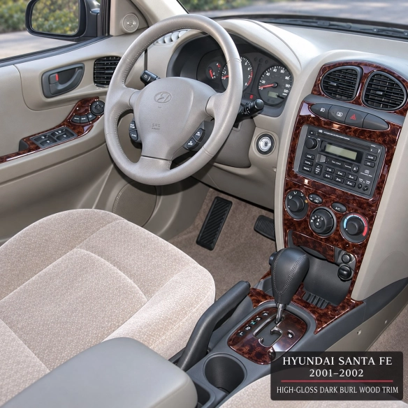 Hyundai Santa Fe 2001-2002 Basic Set, With Automatic Climate Control, 17 Parts set Interior Dashboard Trim Kit Dash Trim Dekor