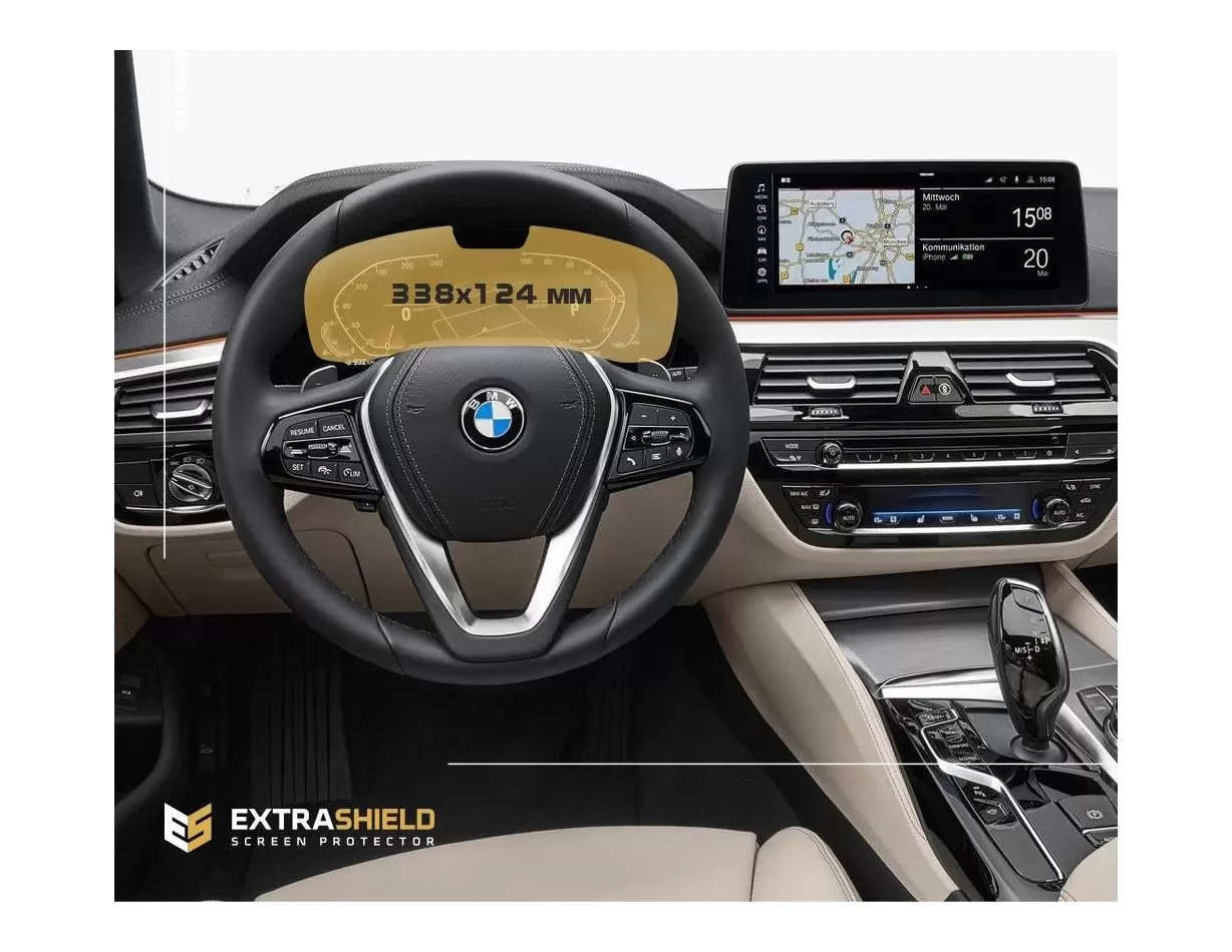 BMW 5 Series (G30) 2020 - Present Digital Speedometer (Central) 12,3" Vetro Protettivo HD trasparente di navigazione Protezione