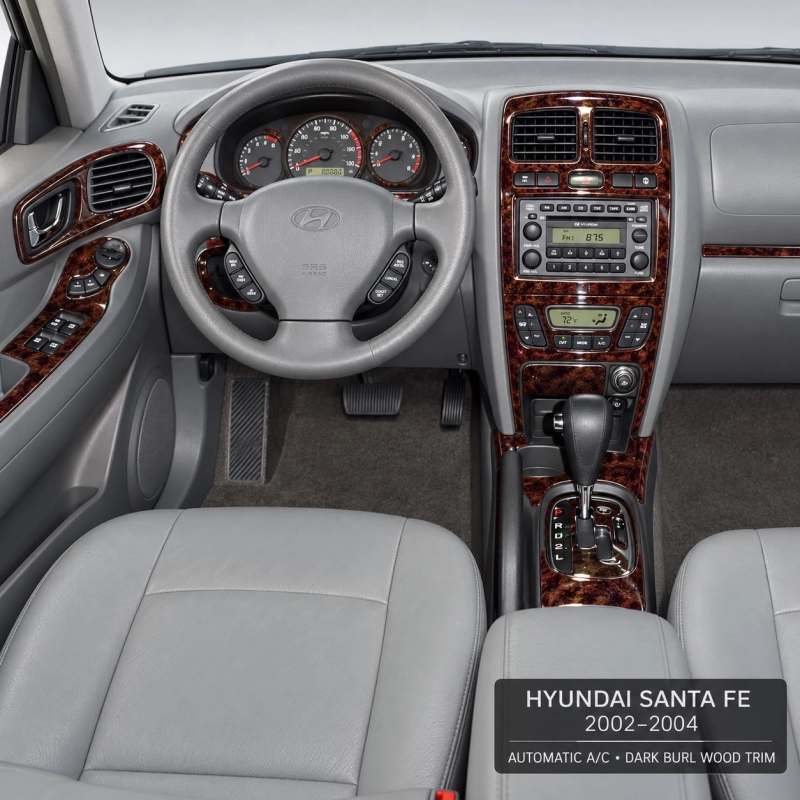 Hyundai Santa Fe 2005-2006 Basic Set, With Automatic Climate Control interieur dashboard decoratieset dashboard decor