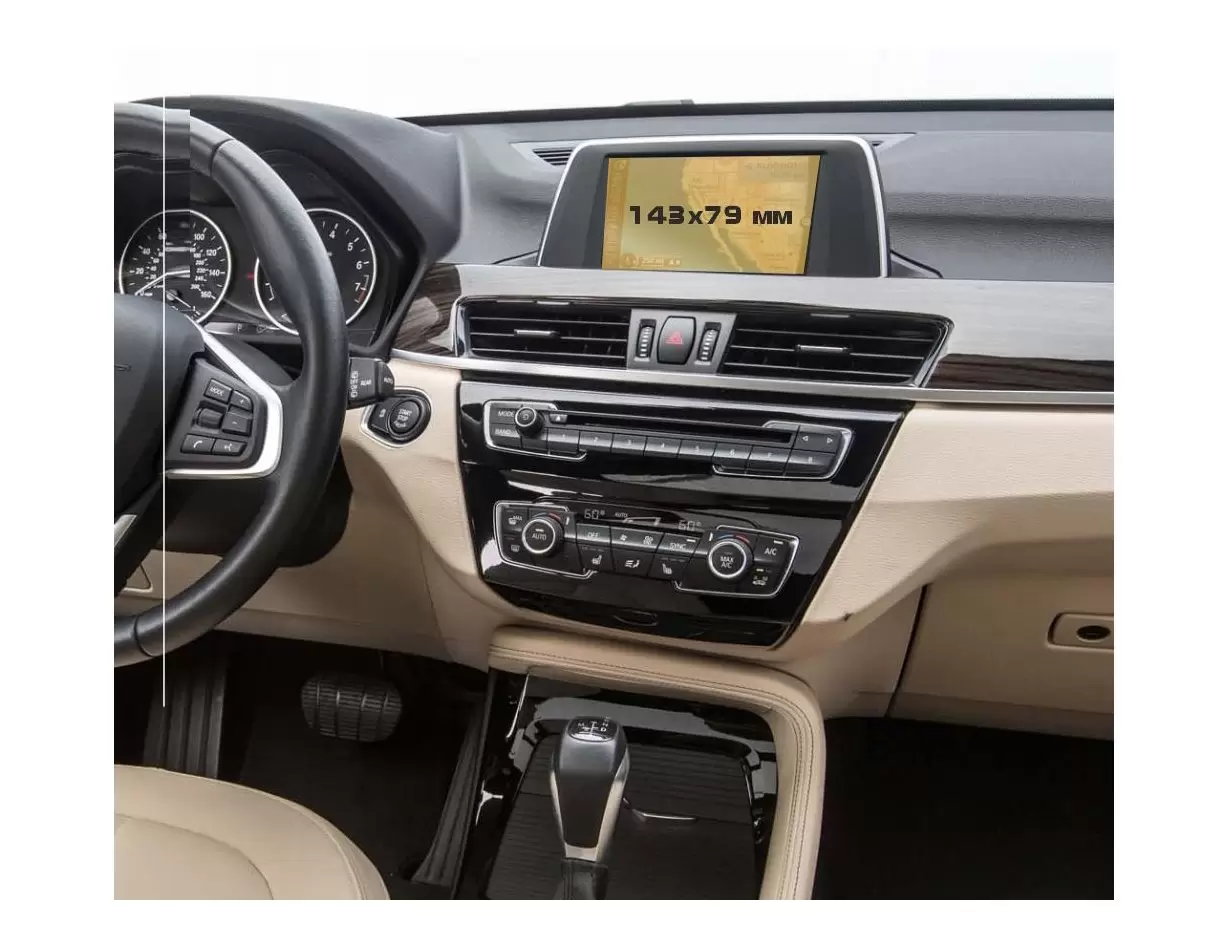 BMW X1 (F48) 2015 - 2019 Multimedia NBT 8,8" DisplayschutzGlass Kratzfest Anti-Fingerprint Transparent - 1- Cockpit Dekor Innenr