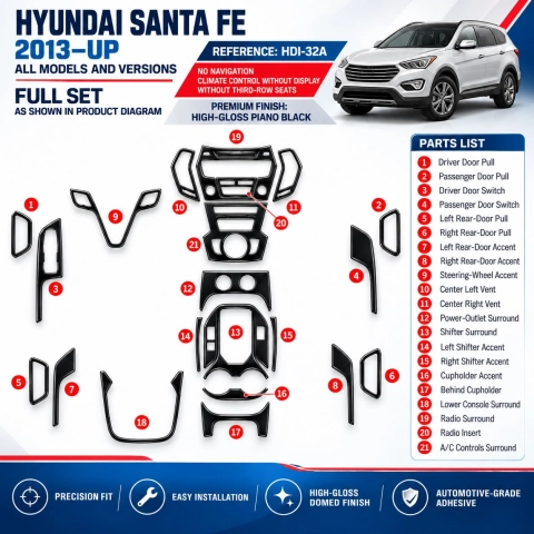 Hyundai Santa Fe 2013-heute 3D Cockpit Dekor Interieurleisten Set Full Set / as shown in product diagram-teilig 2