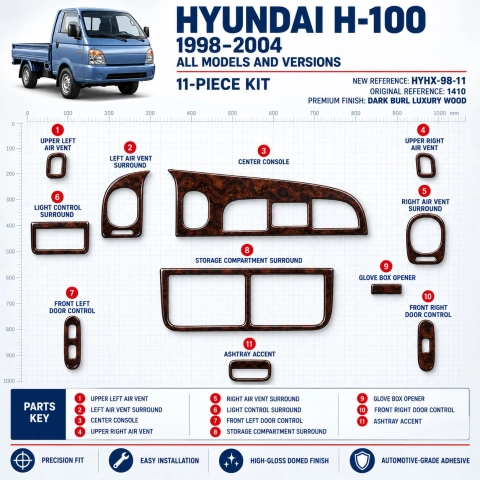 Hyundai H 100 1998-2004 3D interieur dashboard decoratieset dashboard decor 11-delen