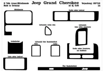 Chrysler Grand Cherokee 01.1996 3M 3D Interior Dashboard Trim Kit Dash Trim Dekor 10-Parts