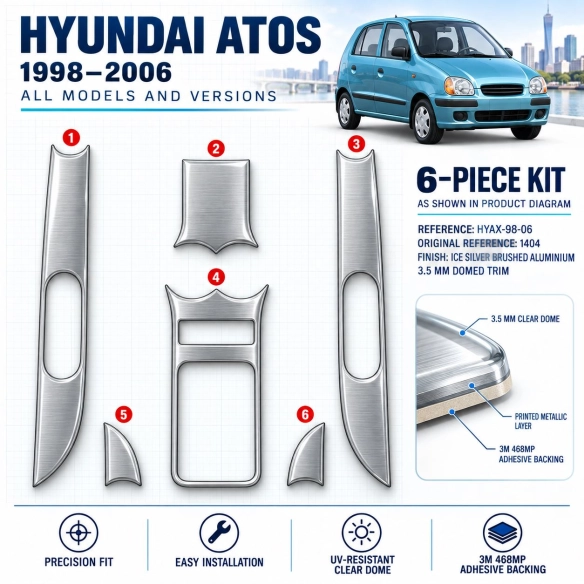 Hyundai Atos 1998-2006 3D Interior Dashboard Trim Kit Dash Trim Dekor 6-Parts