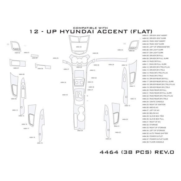 Hyundai Accent 2012-2017 3D Cockpit Dekor Interieurleisten Set 17-teilig