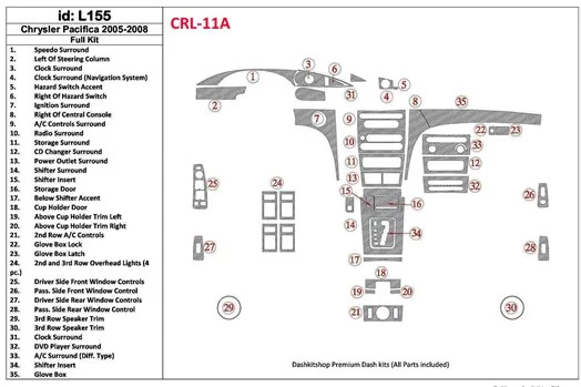 Chrysler Pacifica 2005-UP Full Set Interior BD Dash Trim Kit