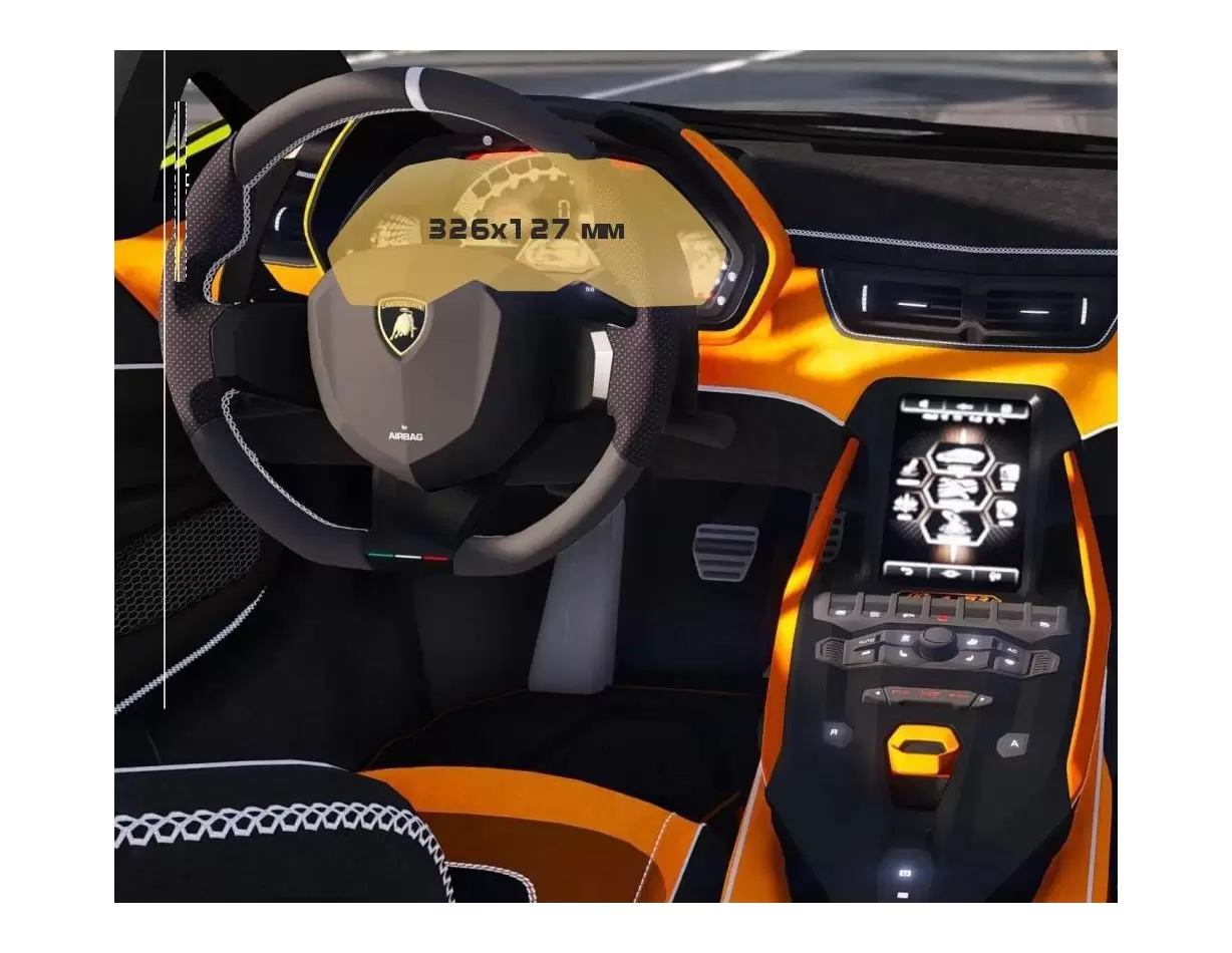 Lamborghini Aventador 2011 - Present Multimedia 5" DisplayschutzGlass Kratzfest Anti-Fingerprint Transparent - 1- Cockpit Dekor 