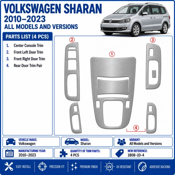 Volkswagen Sharan 2010-2023 3D interieur dashboard decoratieset dashboard decor 4-delen
