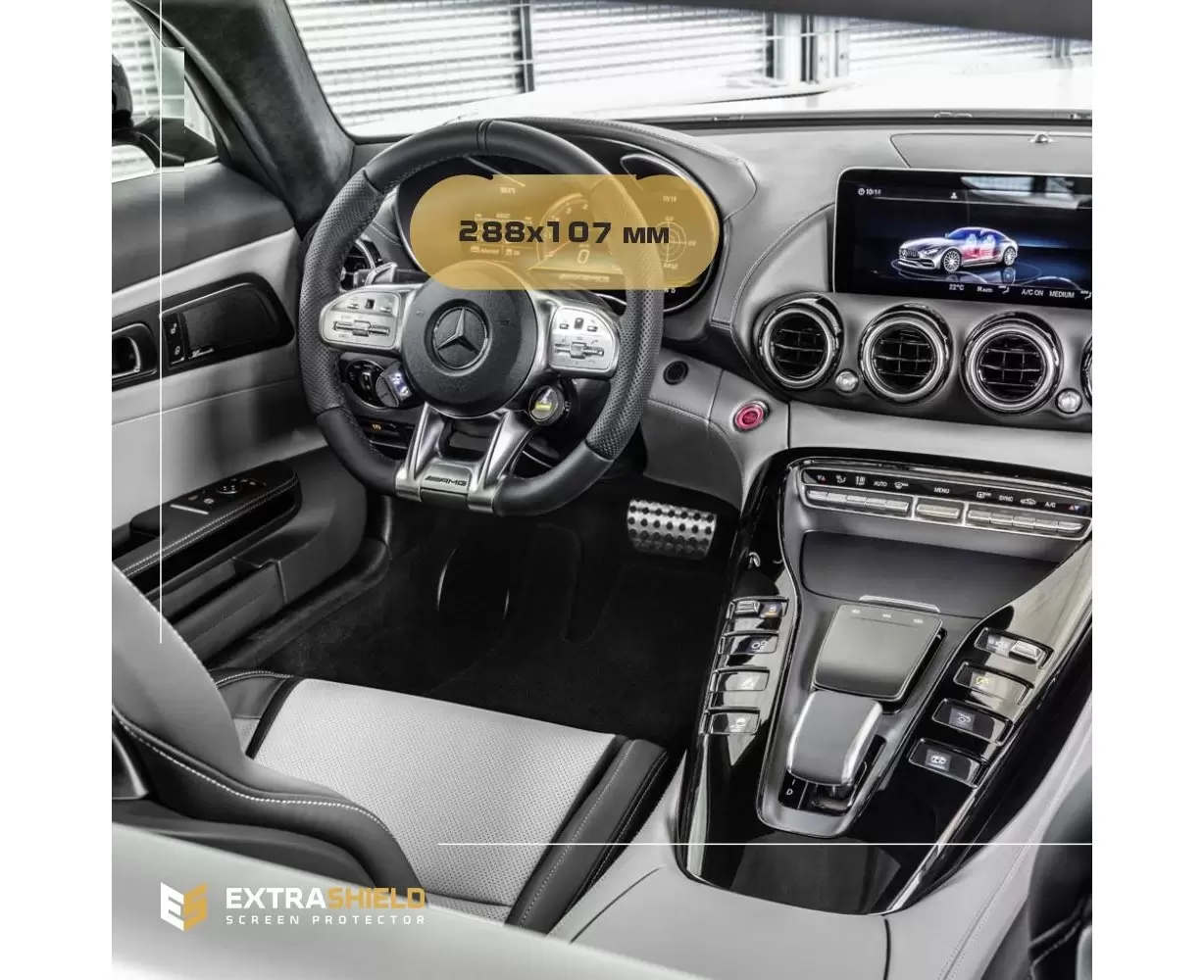 Mercedes-Benz AMG GT (X290) 2018 - Present Digital Speedometer + Multimedia 12,3" HD transparant navigatiebeschermglas