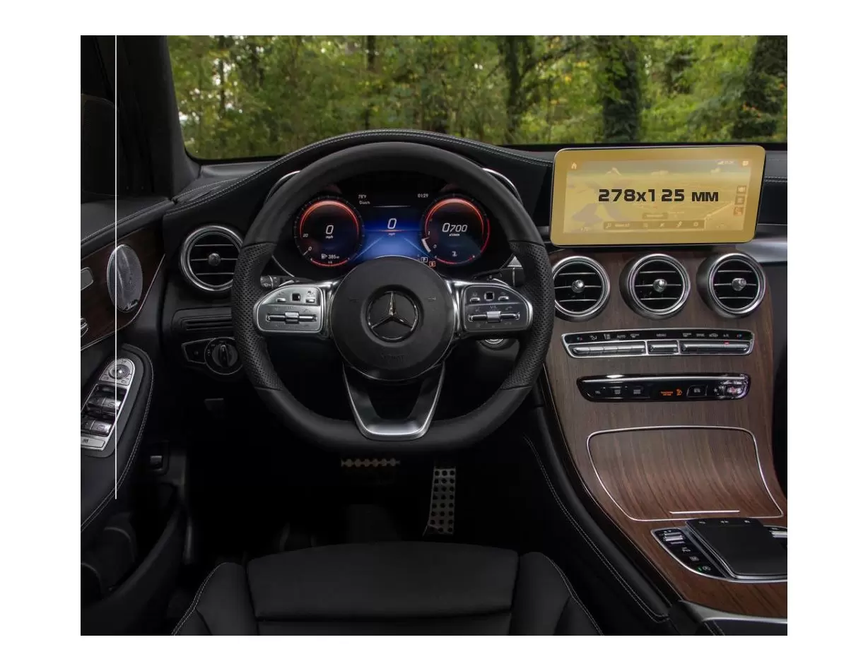 Mercedes-Benz GLC (X253/C253) 2019 - Present Digital Speedometer 10,25" HD transparant navigatiebeschermglas