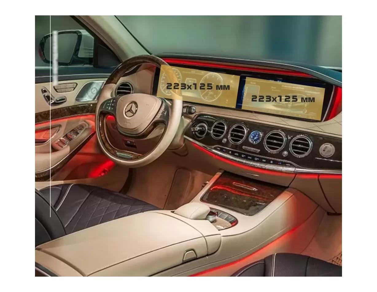 Mercedes-Benz GLS (W167) 2019 - Present Passenger monitors (2pcs,) 10,2" HD transparant navigatiebeschermglas