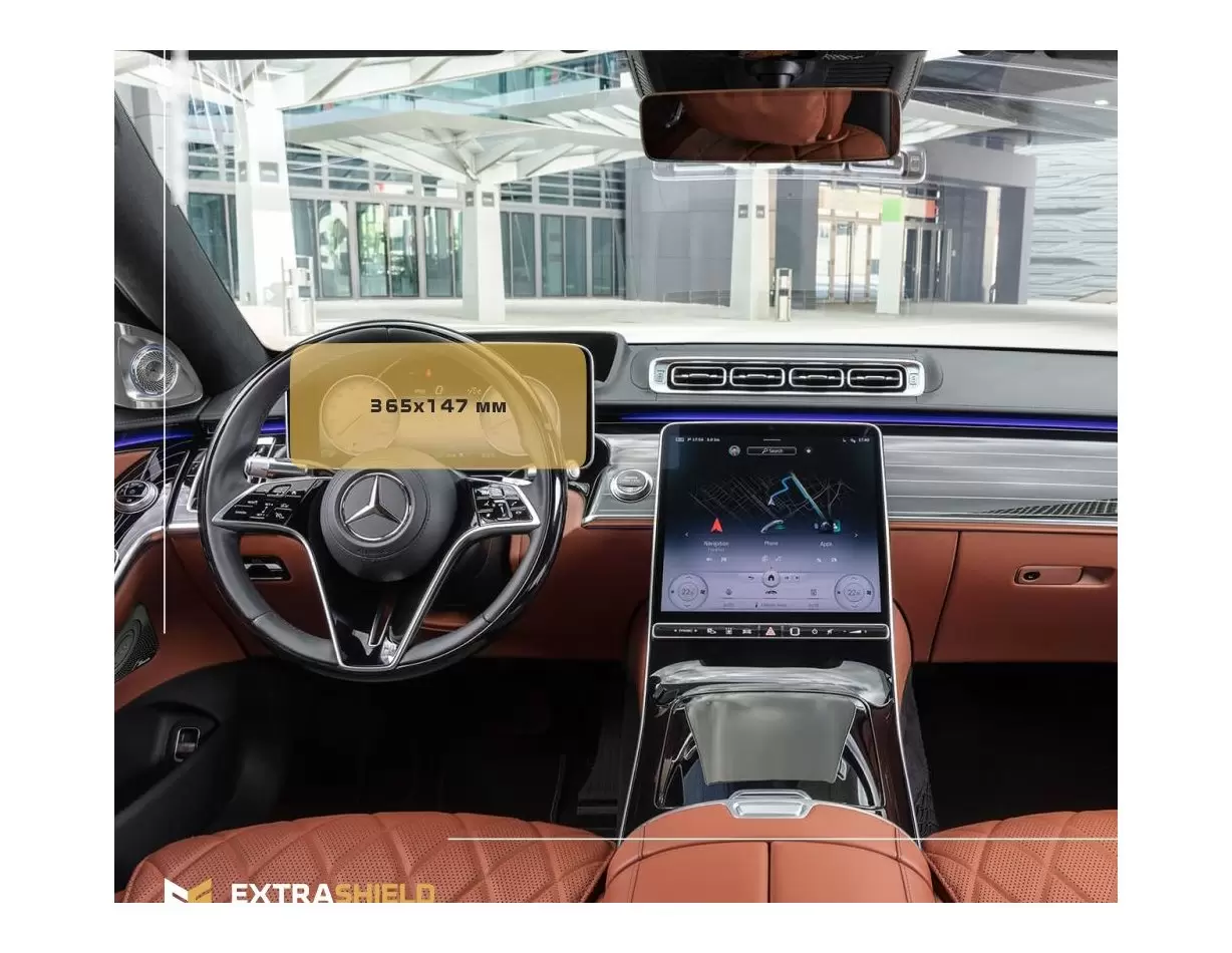 Mercedes-Benz S-class (W222/X222/C217/A217) 2013-2020 Passenger monitors (2pcs,) 10,2" HD transparant navigatiebeschermglas