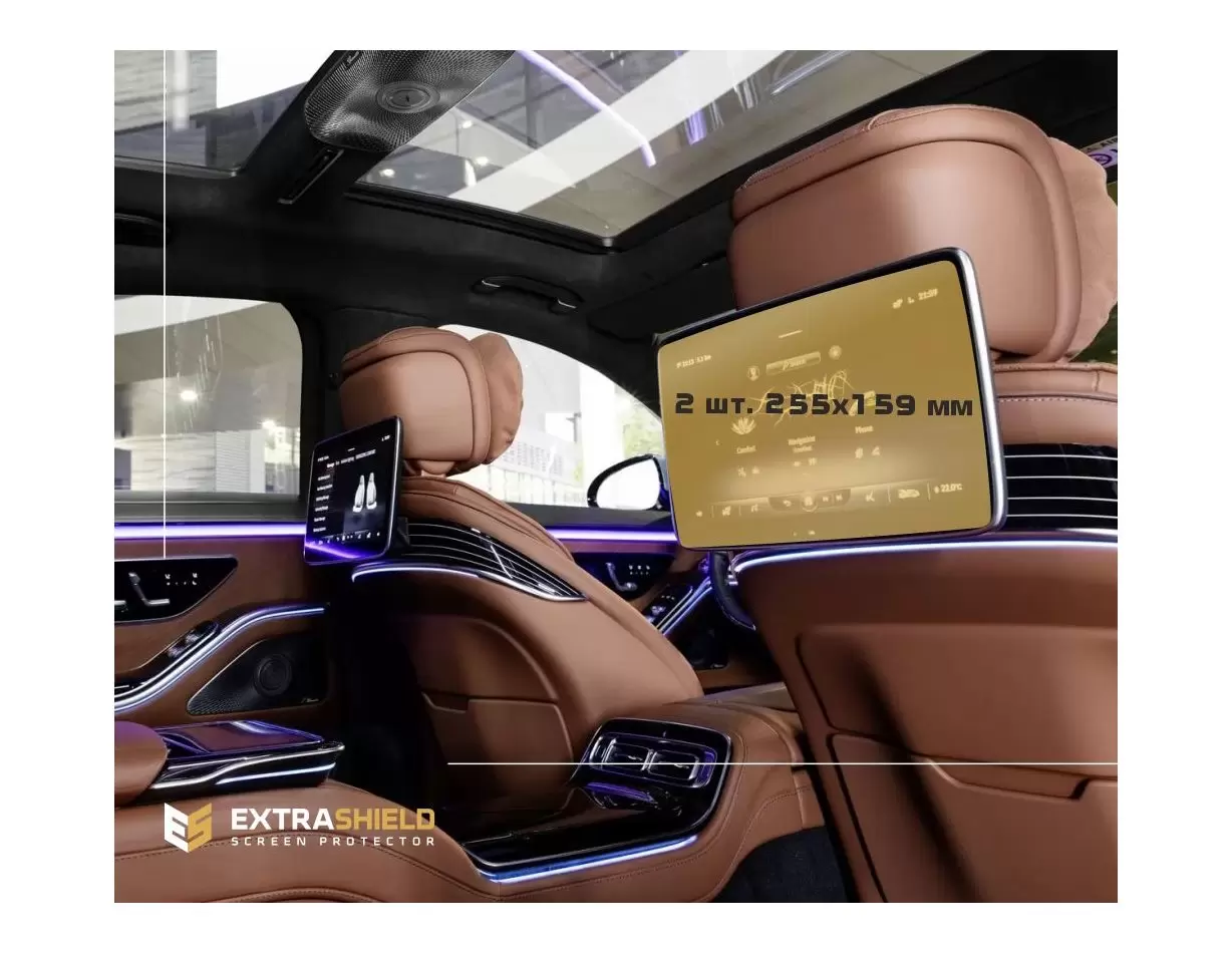 Mercedes-Benz S-class Pre-facelift (W222/C217/X222/A217) 2013 - 2017 Passenger monitors (2pcs,) HD transparant navigatiebescherm