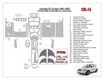Chrysler PT Cruiser 2001-2005 Full Set, With Power Mirrors, Automatic Gearbox, 24 Parts set Decor de carlinga su interior