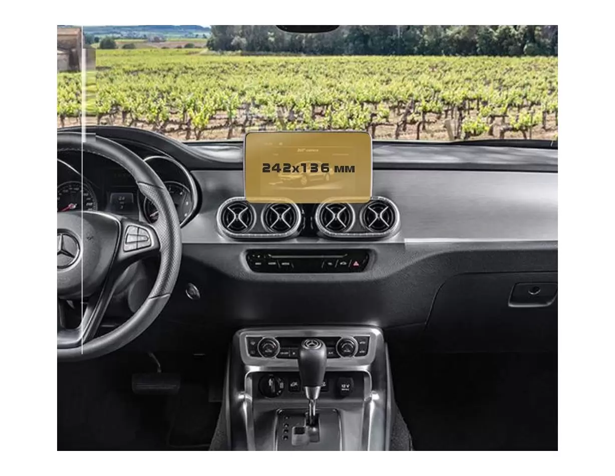 Mercedes-Benz X-class (X470) 2017 - 2020 Multimedia 7" DisplayschutzGlass Kratzfest Anti-Fingerprint Transparent - 1- Cockpit De