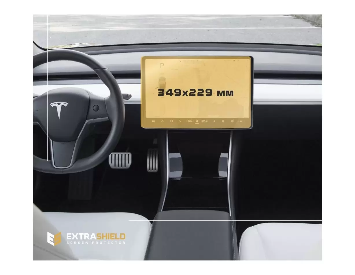 Tesla Model 3 2017 - Present Multimedia 15" DisplayschutzGlass Kratzfest Anti-Fingerprint Transparent - 1- Cockpit Dekor Innenra