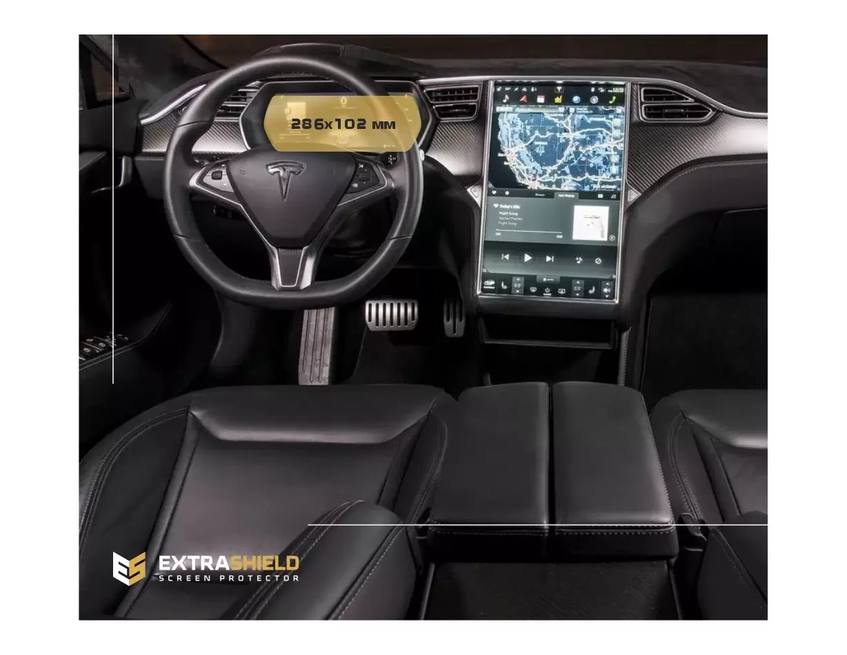 Tesla Model S 2012 - Present Digital Speedometer 12,3" HD transparant navigatiebeschermglas