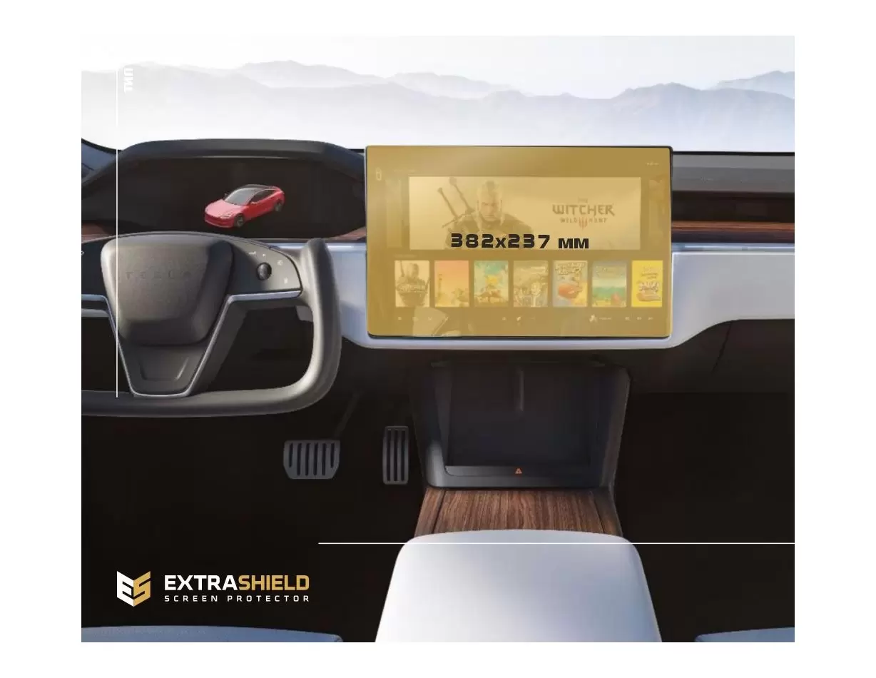 Tesla Model S 2021 - Present Multimedia 17" DisplayschutzGlass Kratzfest Anti-Fingerprint Transparent - 1- Cockpit Dekor Innenra