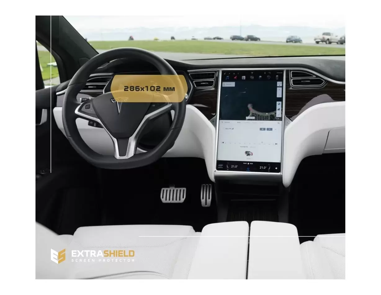 Tesla Model X 2015 - Present Digital Speedometer 12,3" HD transparant navigatiebeschermglas