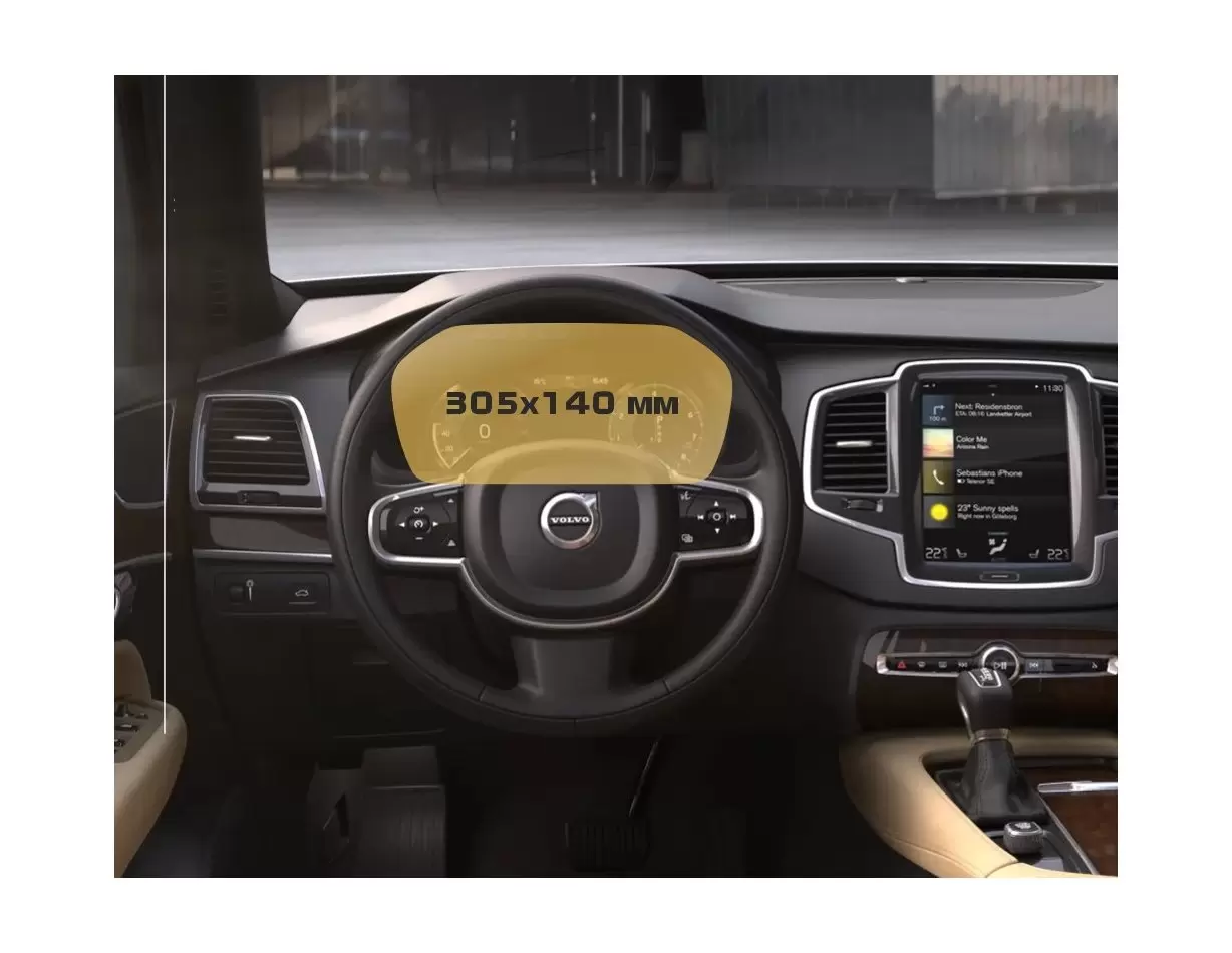 Volvo XC90 2014 - Present Digital Speedometer 12.3" Vidrio protector de navegación transparente HD