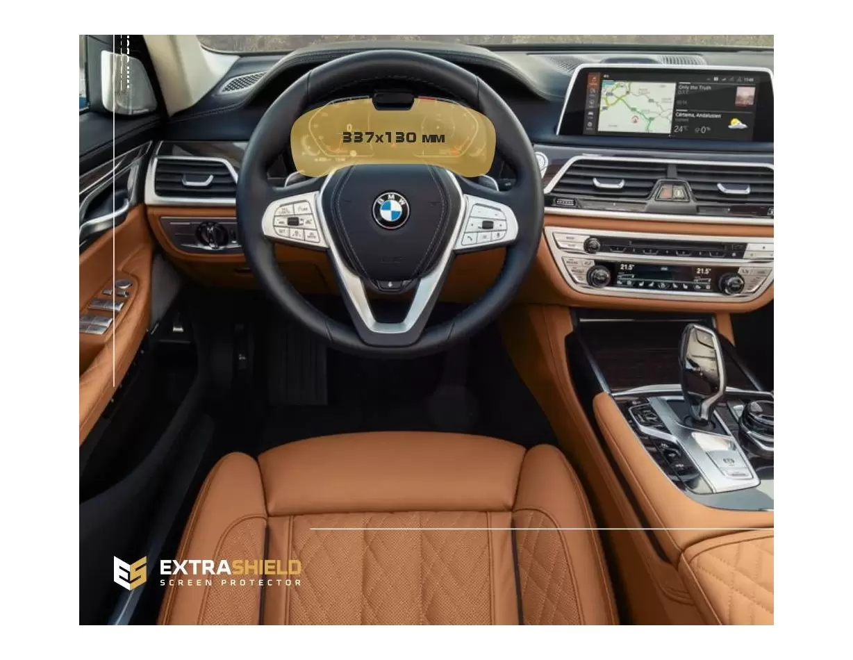 BMW 7 Series (F01/F02) 2012 - 2015 Multimedia NBT EVO 10,2" DisplayschutzGlass Kratzfest Anti-Fingerprint Transparent - 1- Cockp