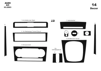 Audi A3 Typ 8P 03.2003 3M 3D Interior Dashboard Trim Kit Dash Trim Dekor 14-Parts